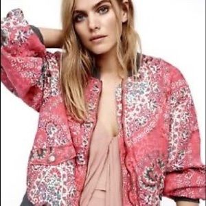 Free People Floral Bomber Jacket